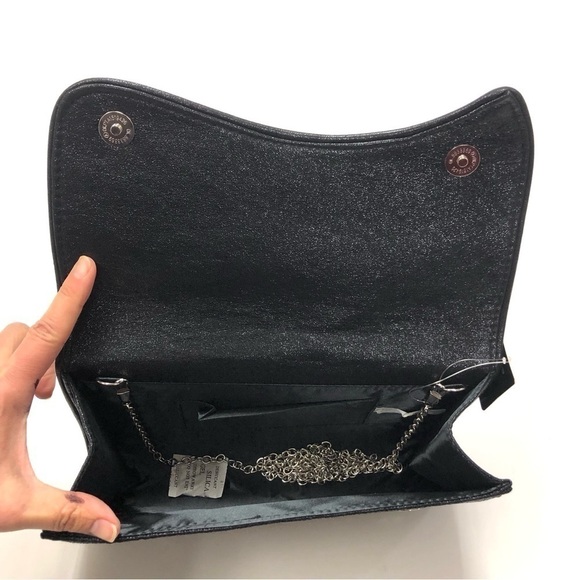 Crystal flap black clutch NEW bag clear crystal ombré front flap - Picture 6 of 9